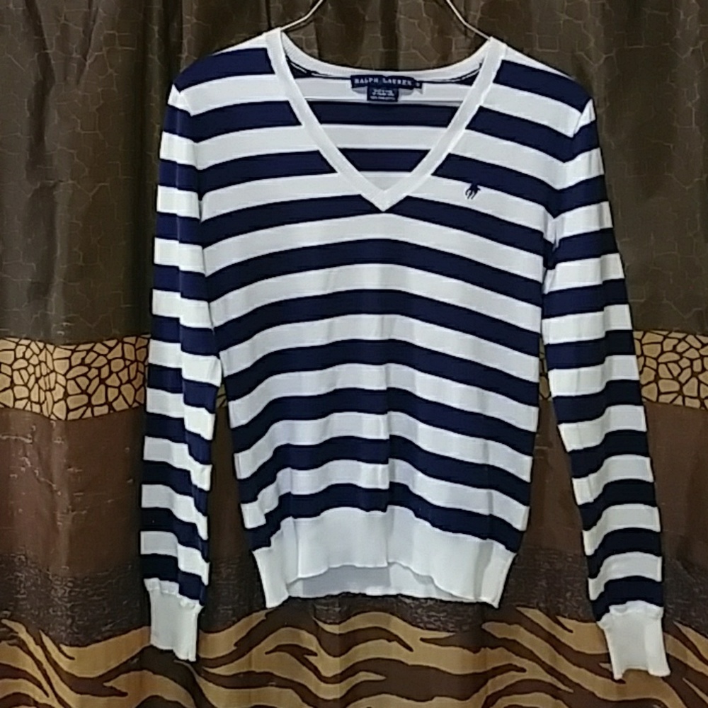 Vintage Ralph Lauren V neck striped sweater